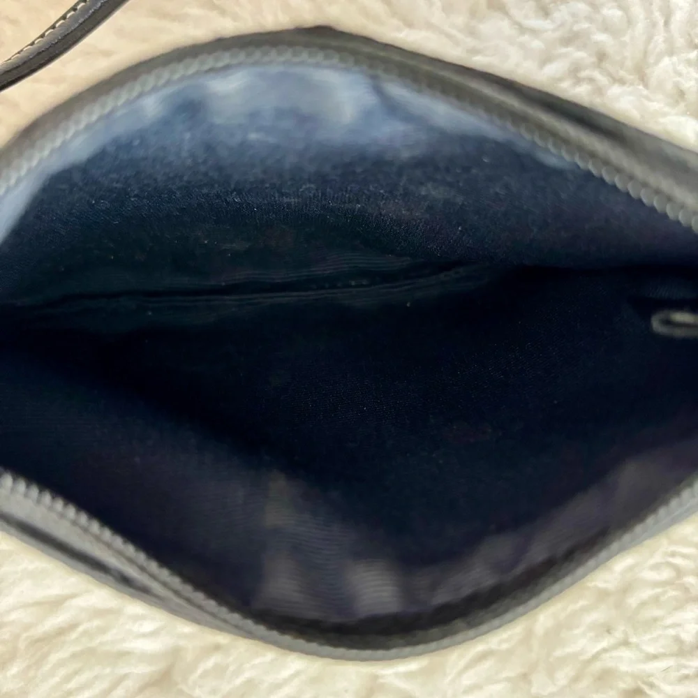 Coach CC Signature Canvas Black Leather Wristlet with Charm
